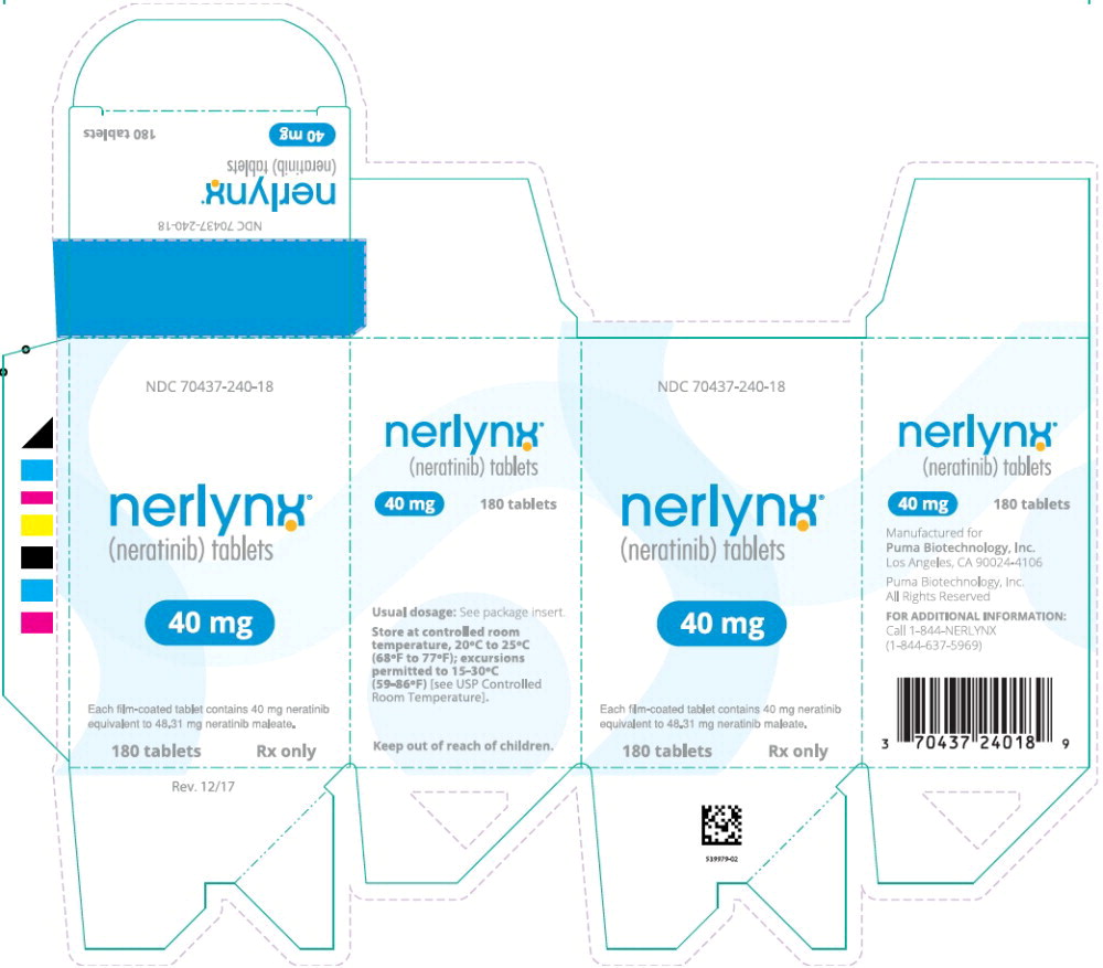 Panel de visualización principal - Etiqueta de la caja de 180 tabletas de Nerlynx