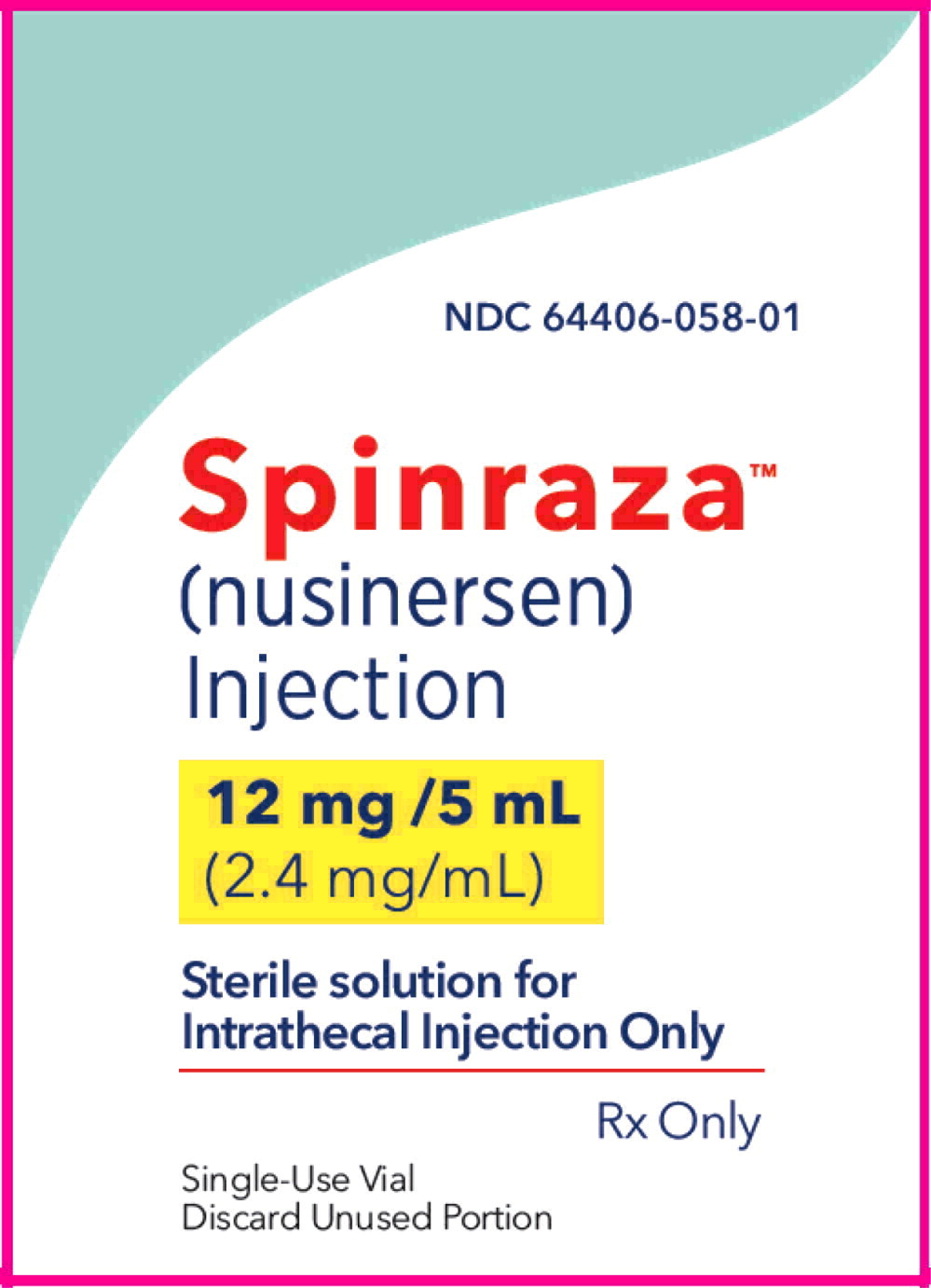 Panel de visualización principal - Etiqueta de caja de Spinraza 12 mg/5 ml
