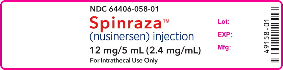 Panel de visualización principal - Etiqueta del frasco de Spinraza 12mg/5ml
