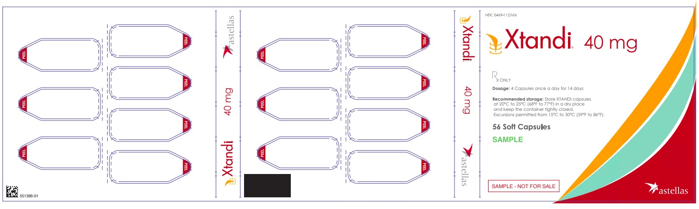 Cápsulas de Xtandi (enzalutamide) blíster muestra 40 mg (exterior)