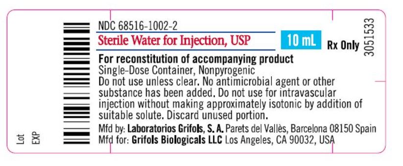 10 mL Sterile Water Label