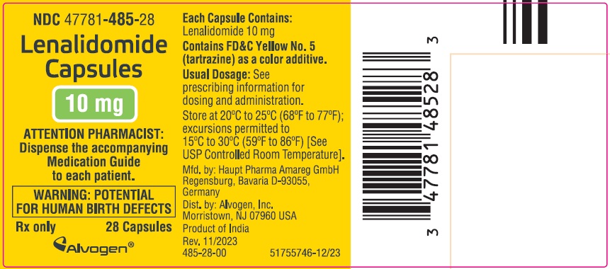 Etiqueta del contenedor 10mg Cápsulas