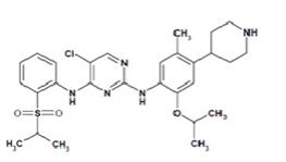 La estructura química de ceritinib.