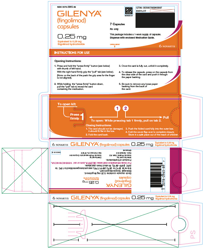 PRINCIPAL DISPLAY PANEL
								Gilenya
								0.25 mg 
								7 Cápsulas